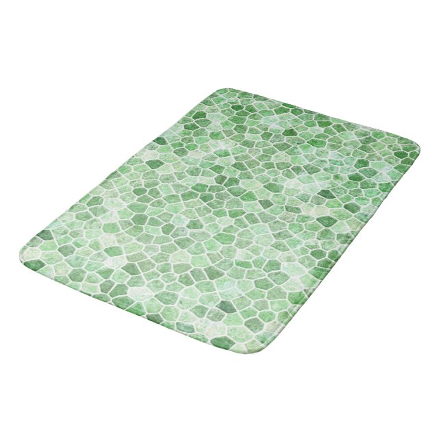 Tapis De Bain Pale Émeraude et Pistache Pavage Patchwork (Angle)