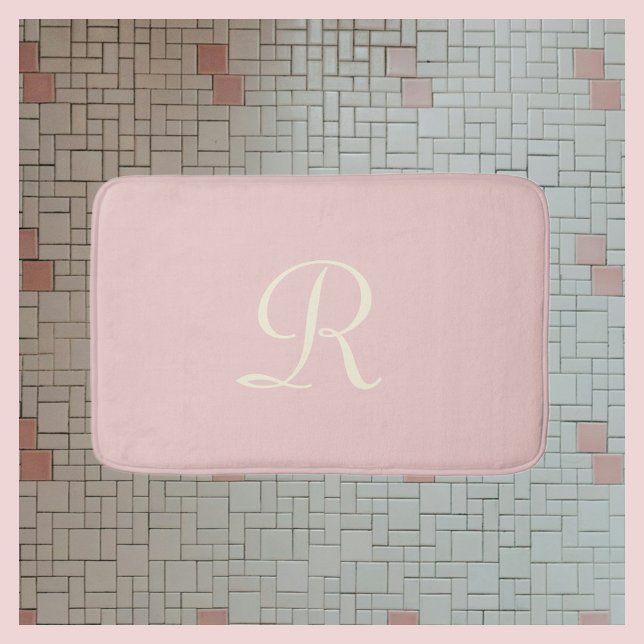 Tapis De Bain Pale Rose Monogramme Plush Bain Mat (Créateur téléchargé)