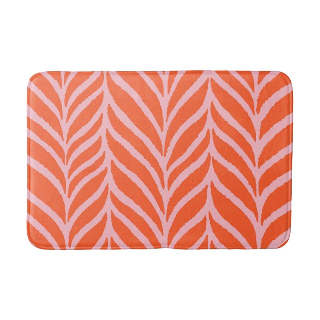 Tapis De Bain Palm Feuille Motif orange et rose (Devant)