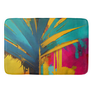 Tapis De Bain Palme d'Or – Énergie Tropicale Abstraite