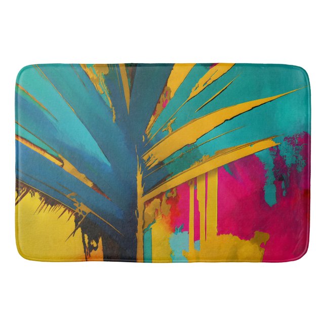 Tapis De Bain Palme d'Or – Énergie Tropicale Abstraite (Devant)