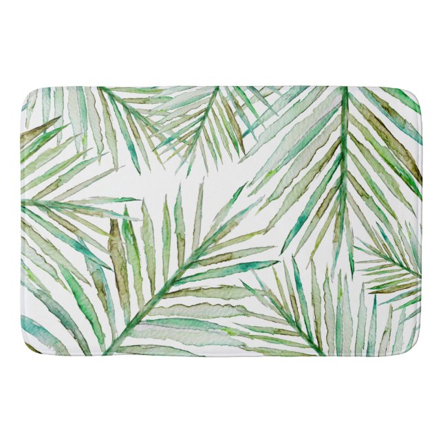 Tapis De Bain Palmette tropicale d'aquarelle (Devant)