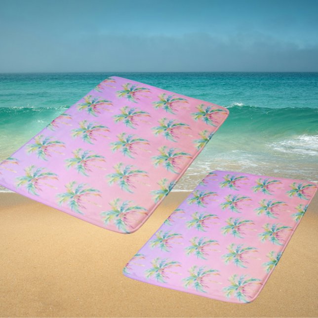 Tapis De Bain Palmier au coucher de soleil tropical  (A touch of the tropics for your bathroom!)