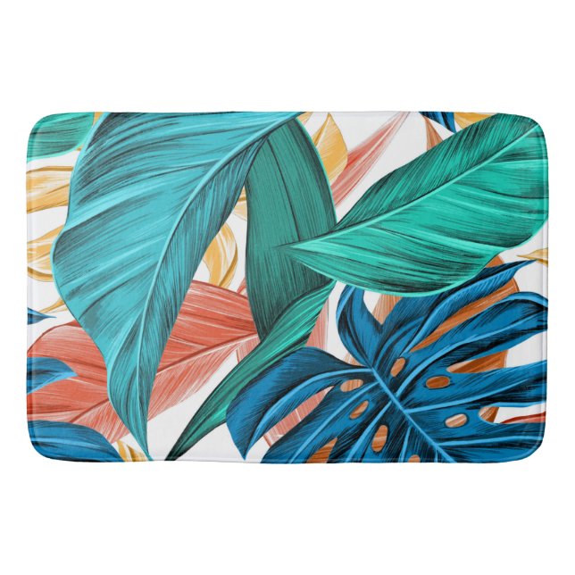 Tapis De Bain Palmier exotique tropical et feuille (Devant)