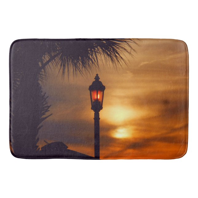 Tapis De Bain Palmier, Lanterne et Mat de bain couché de soleil (Devant)