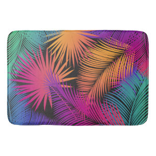 Tapis De Bain Palmier tropical Feuille Jungle Rainbow