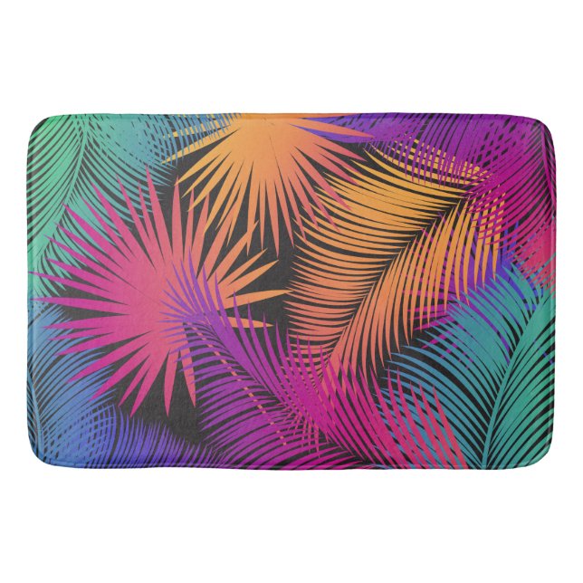 Tapis De Bain Palmier tropical Feuille Jungle Rainbow (Devant)