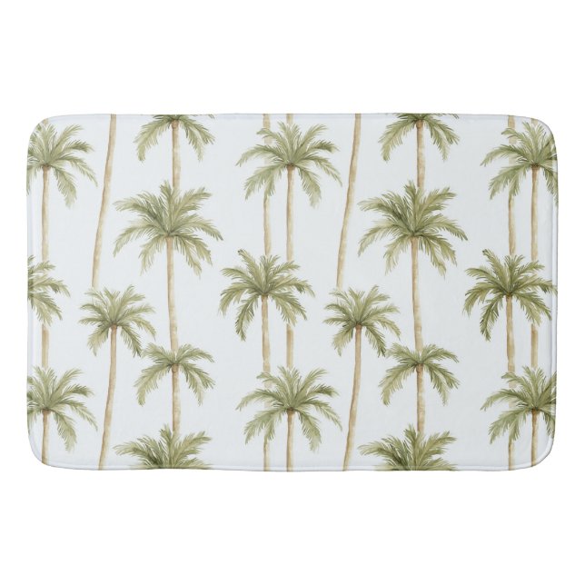 Tapis De Bain Palmiers blancs verts tropicaux (Devant)