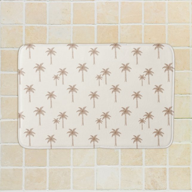 Tapis De Bain Palmiers Boho Maison de Campagne Côtière Beige et  (Créateur téléchargé)