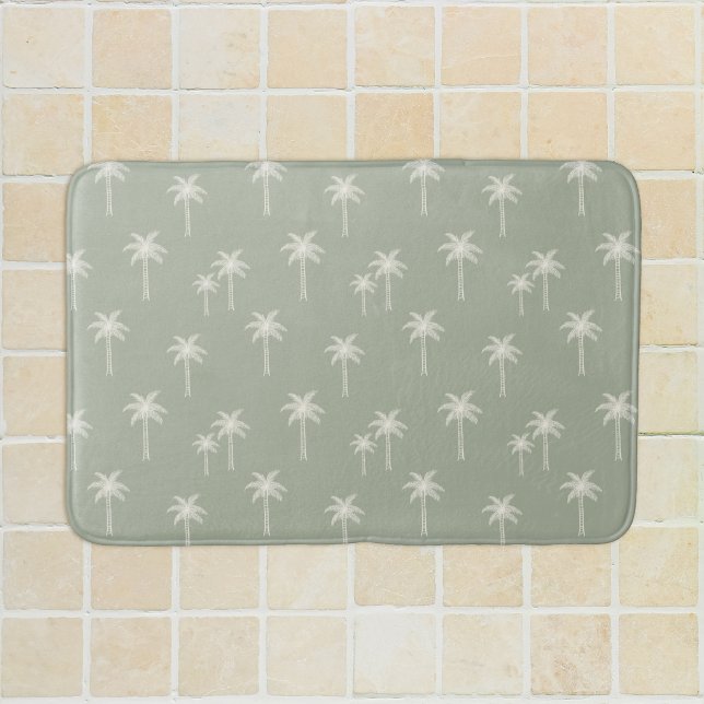 Tapis De Bain Palmiers Boho Maison de Campagne Côtière Vert Saug (Créateur téléchargé)
