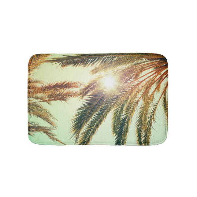Tapis De Bain Palmiers, Ciel Toné Vintage. (Devant)
