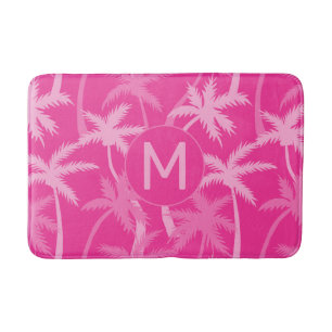 Tapis De Bain Palmiers roses chauds Monogrammes tendance
