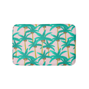 Tapis De Bain Palmiers tropicaux : Motif d'été d'aquarelle