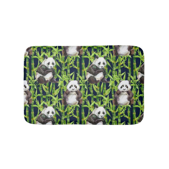 Tapis De Bain Panda avec le motif en bambou d'aquarelle (Devant)