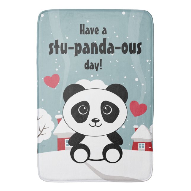 Tapis De Bain Panda Bébé Cute En Hiver Gris Neige (devant Vertical)