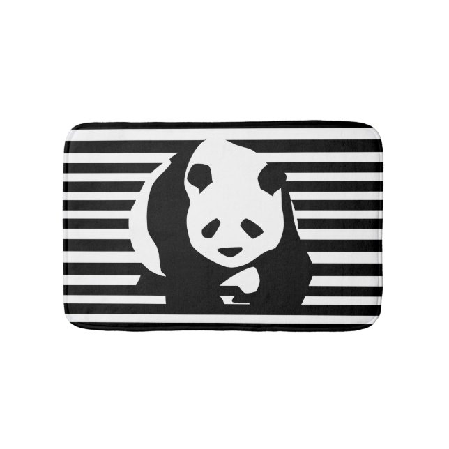 Tapis De Bain Panda géant et bandes noires et blanches (Devant)