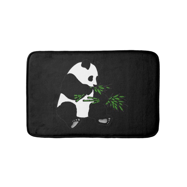 Tapis De Bain Panda géant mange du bambou noir (Devant)