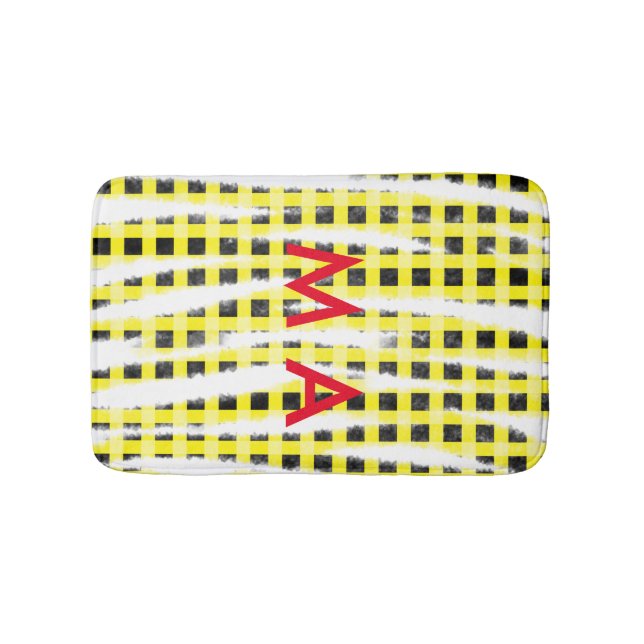 Tapis De Bain Panneau de contrôle Jaune Noir ajouter nom nom mon (Devant)