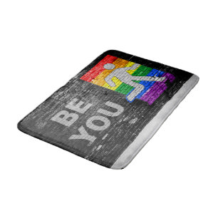 Tapis De Bain Panneau de couleurs de fierté arc-en-ciel urbain S