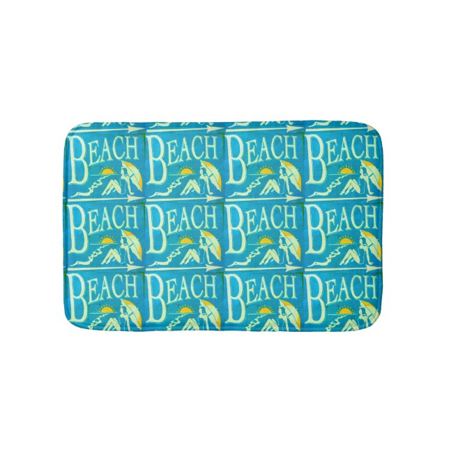 Tapis De Bain panneau de plage bleu (Devant)