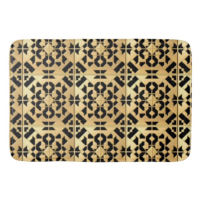 Tapis De Bain Panneau doré géométrique (Devant)