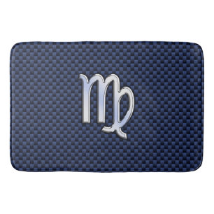 Tapis De Bain Panneau Virgo Zodiac sur Décor bleu marine