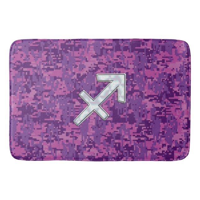 Tapis De Bain Panneau Zodiac Pearl Sagittarius Fuchsia Camo numé (Devant)