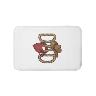 Tapis De Bain Papa Cowboy Corda Chapeau Bandana Gravure Vintage