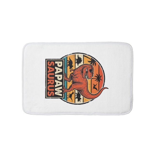 Tapis De Bain Papawsaurus Rétro Dinosaure Coucher de Soleil Vect (Devant)