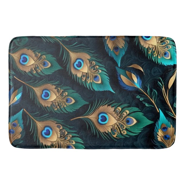 Tapis De Bain Papercut Peacock Feathers Motif (Devant)
