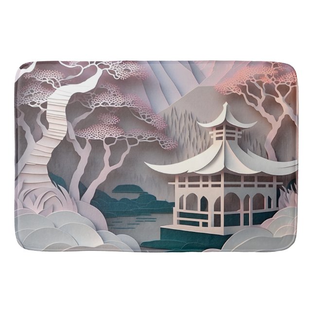 Tapis De Bain Papier Coupe Pavillon Paysage Salle de bain Mat (Devant)