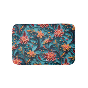 Tapis De Bain Papier floral motif Bath Mat