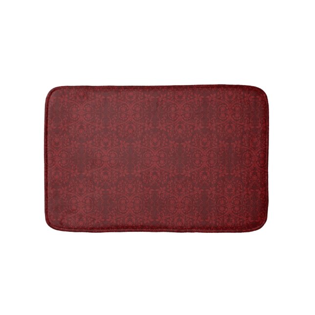Tapis De Bain Papier peint floral rouge détaillé (Devant)