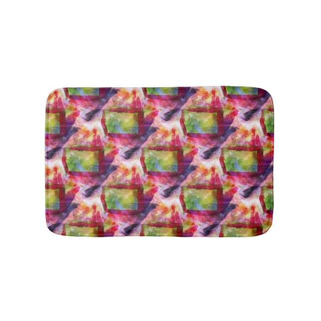 Tapis De Bain Papier peint vert et rouge abstrait (Devant)