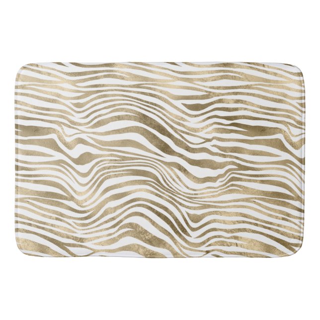 Tapis De Bain Papier Zèbre blanc or   (Devant)