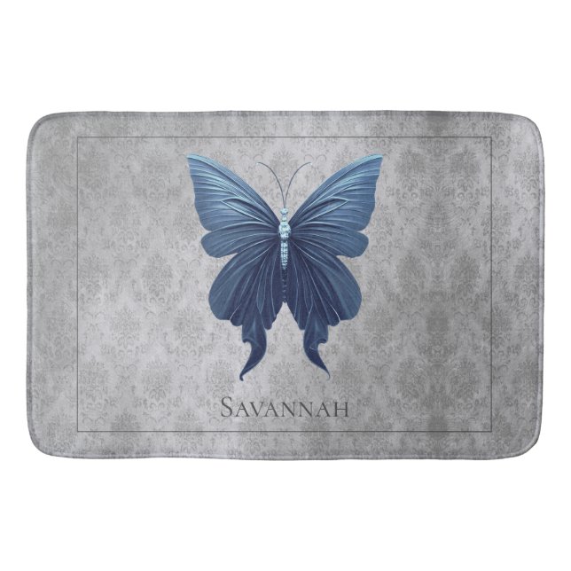 Tapis De Bain Papillon à bijoux bleu (Devant)