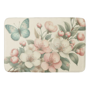 Tapis De Bain Papillon à ressort/floral vintage