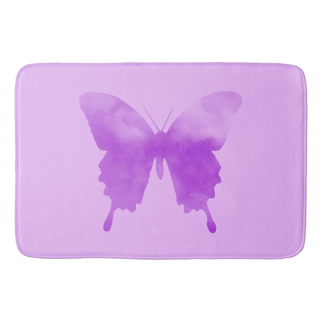 Tapis De Bain Papillon aquarelle - Lavande et Violet (Devant)
