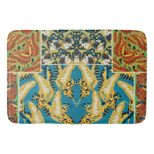 Tapis De Bain Papillon Art Déco Jaune et Sarcelle Vibrants
