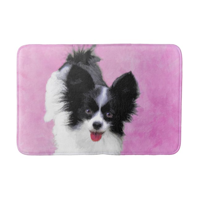 Tapis De Bain Papillon (blanc et noir) Peinture - Chien Art (Devant)