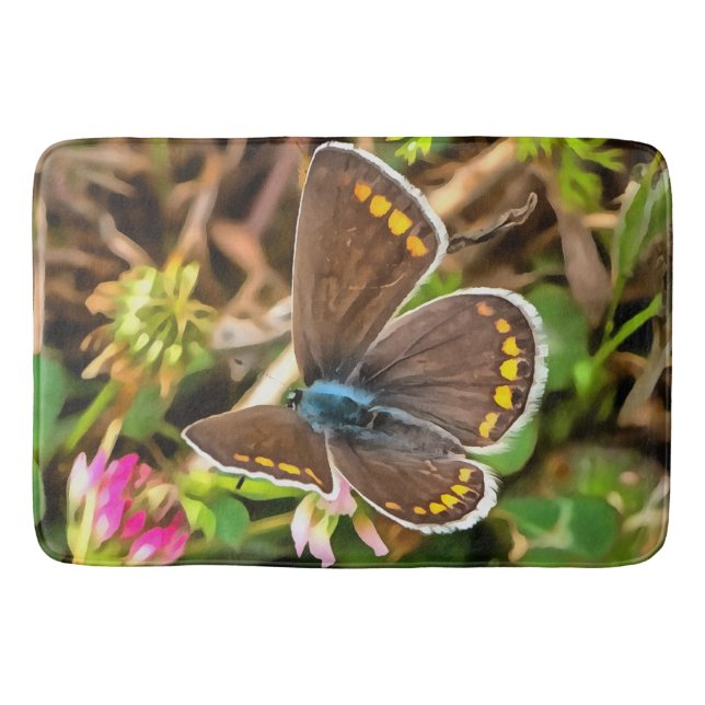 Tapis De Bain Papillon bleu commun Polyommatus Icarus Peinture (Devant)