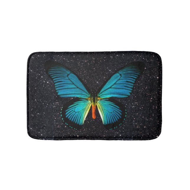 Tapis De Bain Papillon Bleu Sur Mat Bain À Parties scintillant N (Devant)