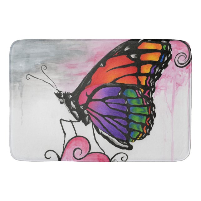Tapis De Bain Papillon Monarque Arc-en-Ciel Original Fantastique (Devant)