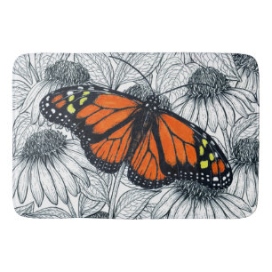 Tapis De Bain Papillon monarque sur coneflowers