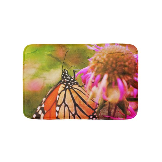 Tapis De Bain Papillon Monarque Sur Fleur Fermer Abstrait (Devant)