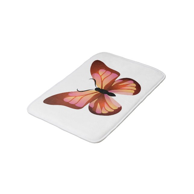 Tapis De Bain Papillon orange rose et noir (Angle)