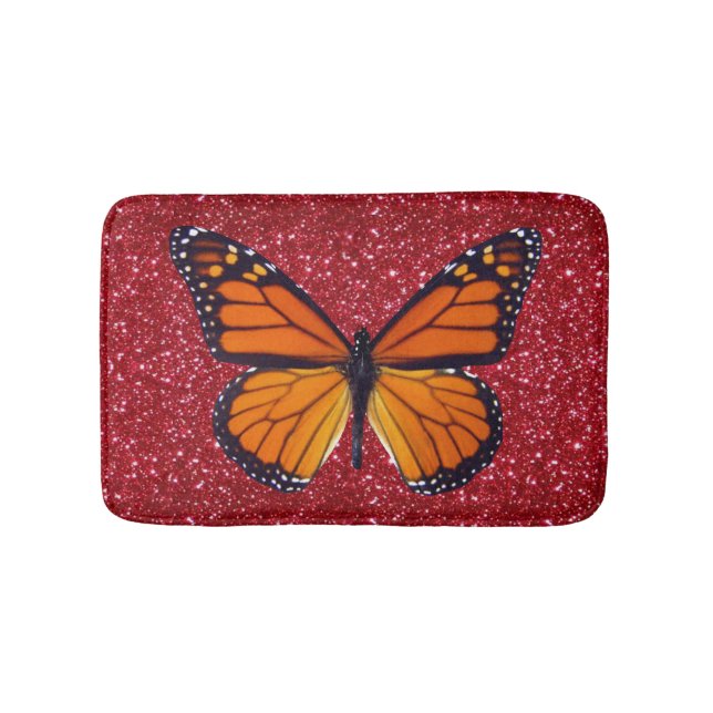 Tapis De Bain Papillon orange sur la couche de Parties scintilla (Devant)
