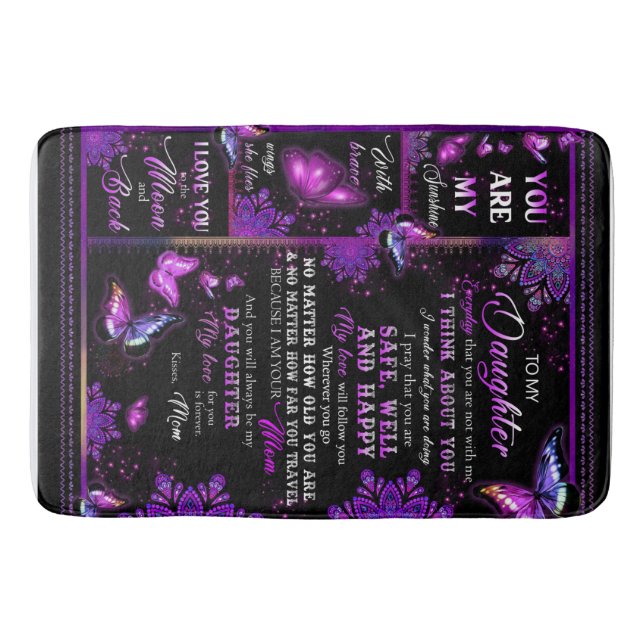 Tapis De Bain Papillon Personnalisé À Ma Fille Blanche (Devant)