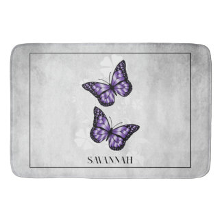 Tapis De Bain Papillon pourpre Floral Mat de bain personnalisé