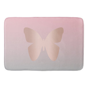 Tapis De Bain Papillon rose à la mode moderne élégant d'or